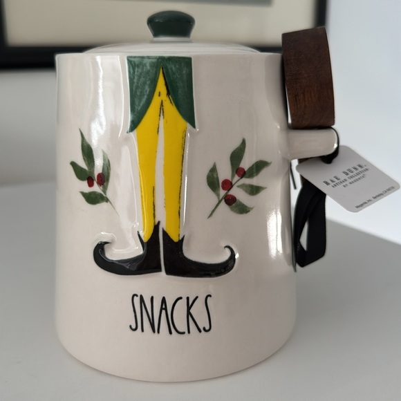 Rae Dunn Elf Snacks Canister with Wooden Spoon NWT - Picture 1 of 7